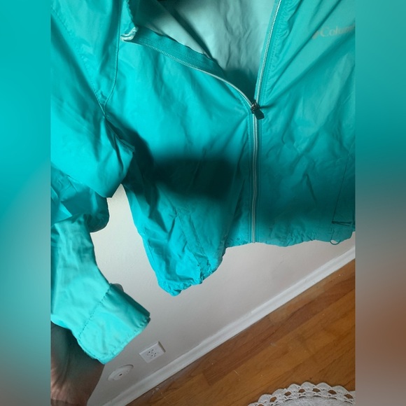 Columbia Windbreaker Jacket Womens SM Blue Lightweight Zip Up Hooded 100% Nylon - Picture 4 of 7